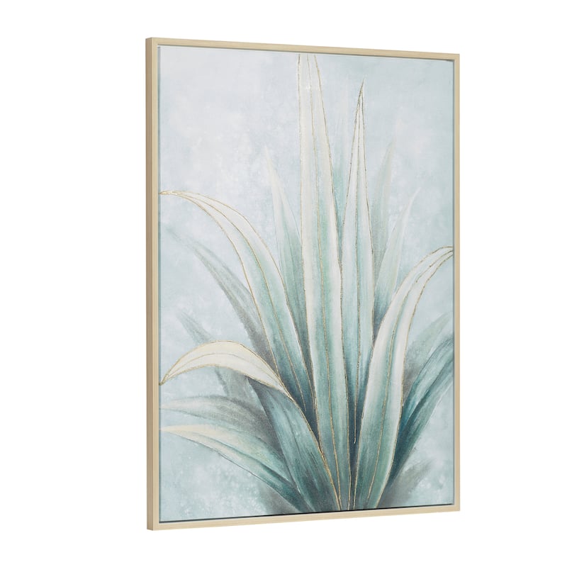 White Canvas Handmade Floral Framed Wall Art with Gold Frame