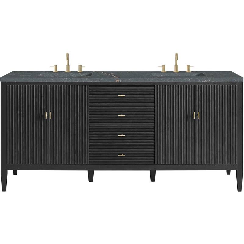 James Martin Vanities 485-V72-FPBL Myrrin 72" Free Standing Double - Carbon Oak - Oak Finish