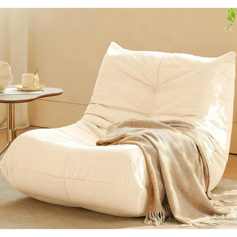 Comfy Tufted Accent Chair, Plush Microfiber Upholstered Chair for Living Room - White