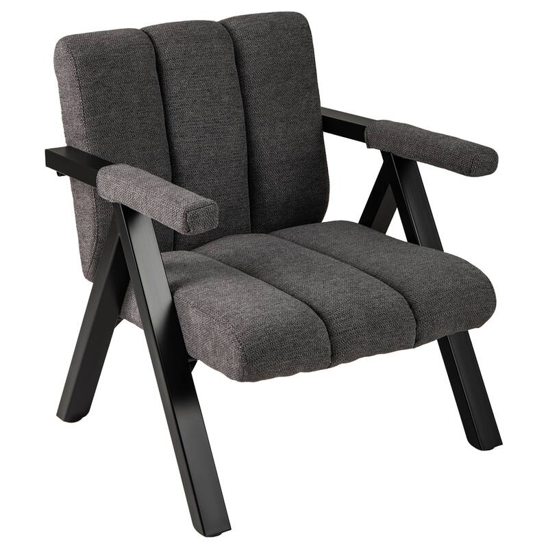 Metal Fabric Oversized Accent Chair with Tufted Cushion - 29.5" x 31" x 33" - Grey