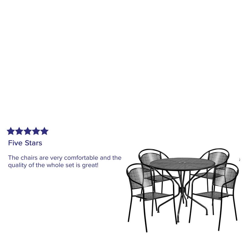 35.25-inch Round 5-piece Indoor/ Outdoor Steel Dining Set