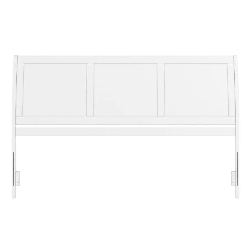 King Sleigh Solid Wood Panel Headboard in White with Curved Design and Sleek Modern Farmhouse Appeal