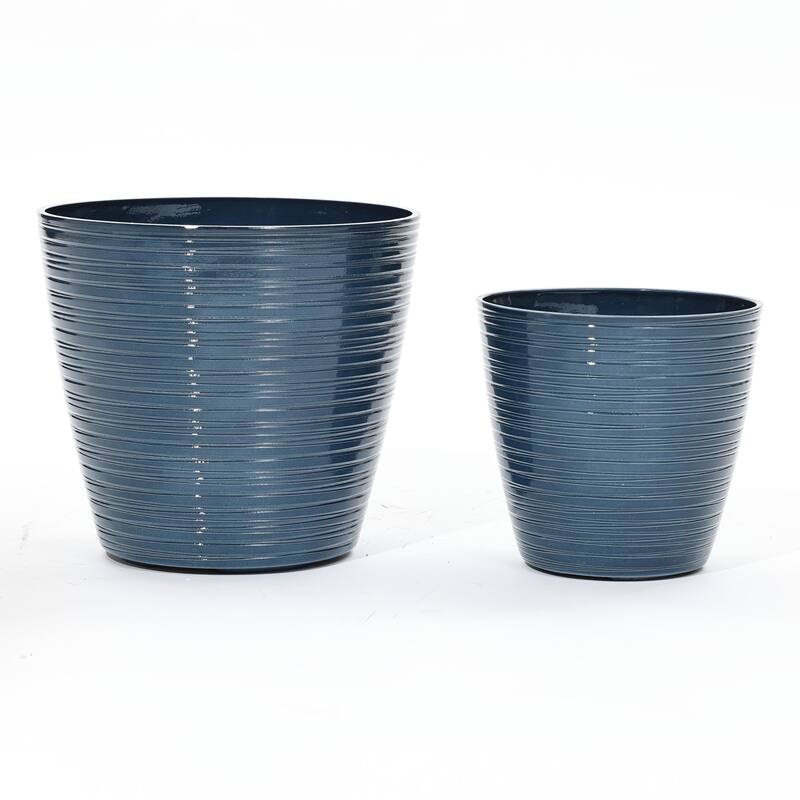 2-Piece HDPE Tapered Round Plastic Pot Planters Set