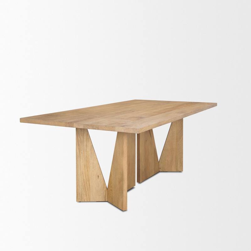 Tarro 84" Rectangular Brown Wood w/ Geometrical Base Dining Table - 84.0L x 42.0W x 30.0H