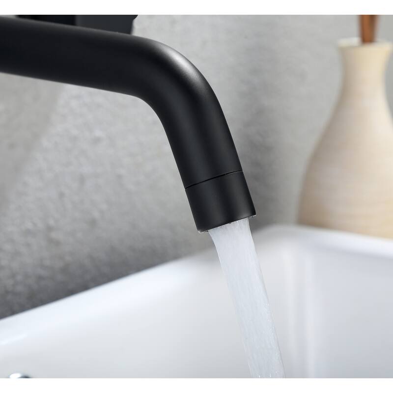 8 in W*8.23 D Solid Brass 2-Handle Wall Mounted Bathroom Sink Faucet