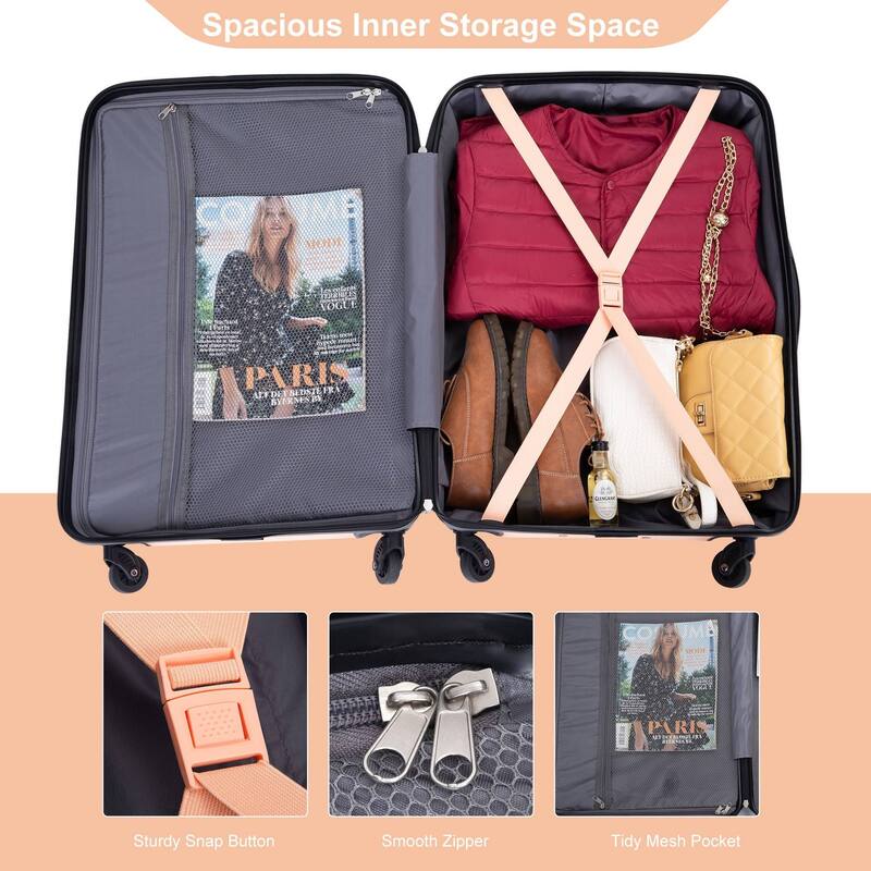 3-Piece Lightweight Luggage Set with TSA Lock and Spinner Wheels