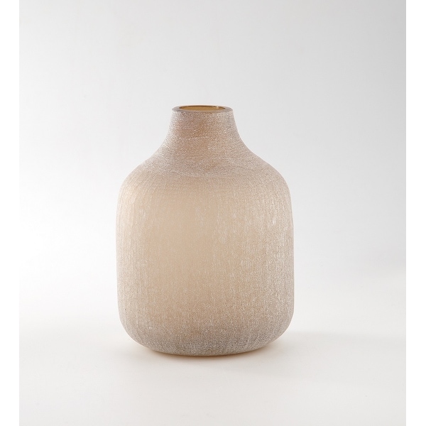9.5" Cream Rustic Weathered Hand Blown Glass Vase - N/A