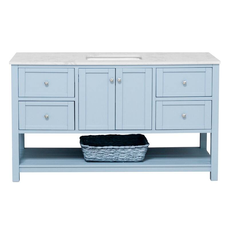 KitchenBathCollection Lakeshore 60" Single Bathroom Vanity with Engineered Carrara Top
