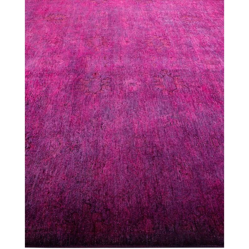 Overton Hand Knotted Wool Vintage Inspired Modern Contemporary Overdyed Pink Area Rug - 8' 3" x 9' 9"