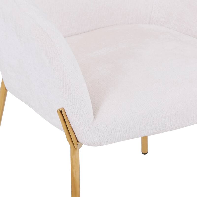 Zaire Upholstered Dining Chair in Velvet/Leather/Boucle with Gold Chrome Iron Set of 4