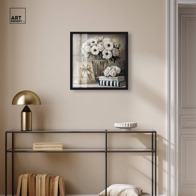Elegant Flowers Books Neutral Shadowbox by Art Remedy