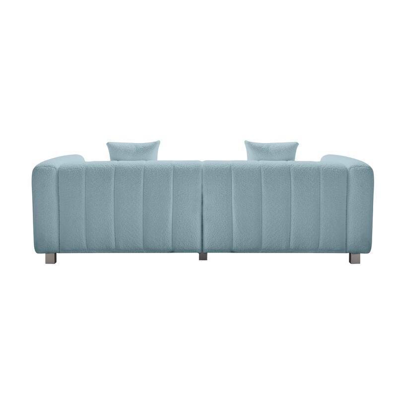 Modern Bubble Upholstered Couch Sofa with Metal Base Legs and 2 Pillows for Living Room and Guest Room