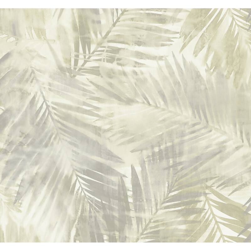 Seabrook Designs Kentmere Tropical Leaf Unpasted Wallpaper - 27 in. W x 27 ft. L (approximately 60.75 sq. ft.) - Grey & Off-White