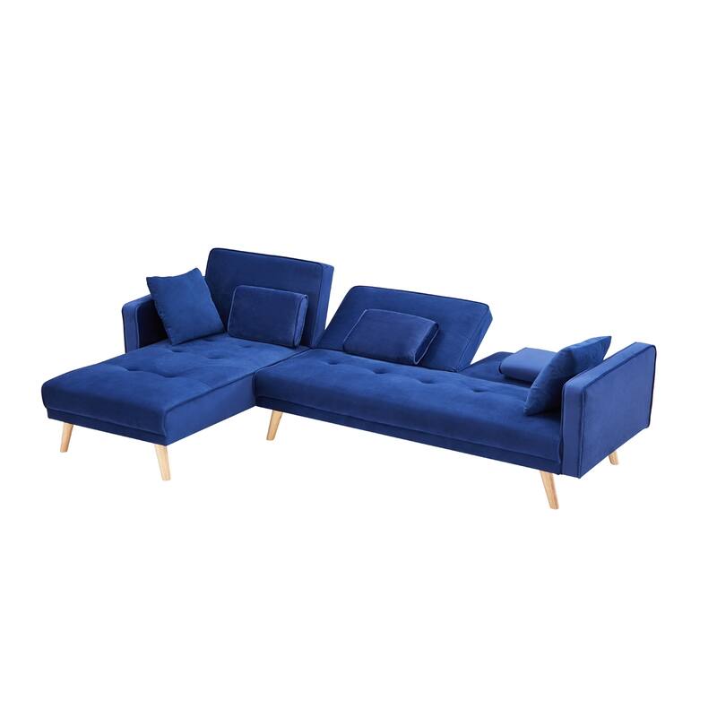 Lshaped Velvet Sectional Sleeper Sofa with Recliner and Convertible