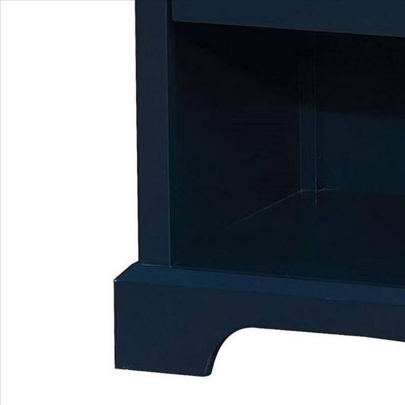 Transitional 1 Drawer Wooden Nightstand with Open Compartment, Blue