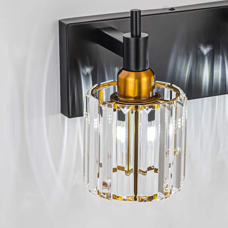 3/4/5-Light Modern Glam Dimmable Cylinder Crystal Wall Light Bathroom Vanity Light
