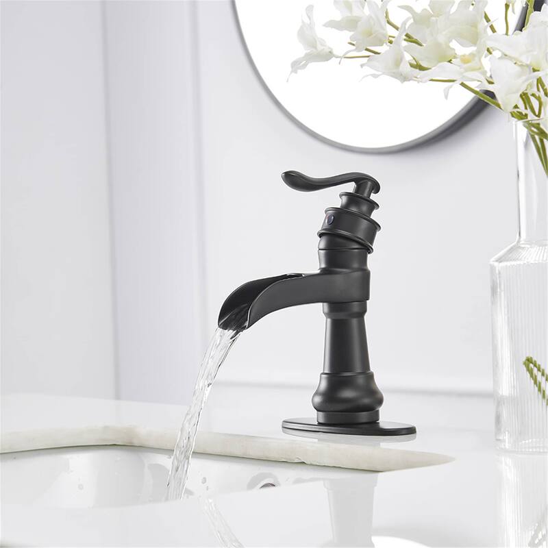 Waterfall Single Handle Bathroom Faucet With Drain Assembly Single Hole Bathroom Sink Faucets Modern Basin Vanity Mixer Taps