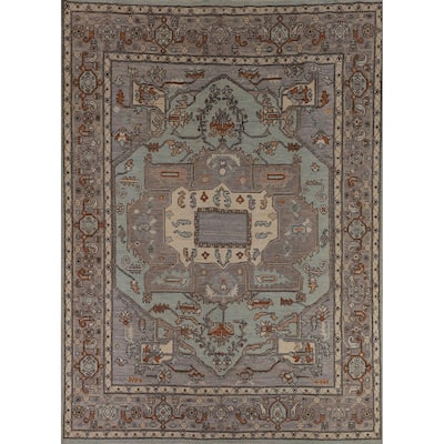 Light Blue Oushak Vegetable Dye Rug Hand-Knotted Oriental Wool Carpet - 8'5"x 10'2"