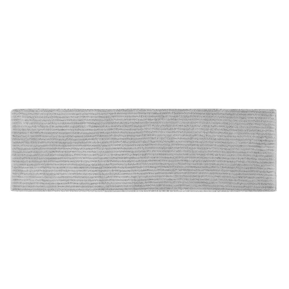 Charlton Home Herleston Brette Rectangle Nylon Non-Slip Bath Rug Size: Runner 1' 10 x 5', Color: Platinum Gray