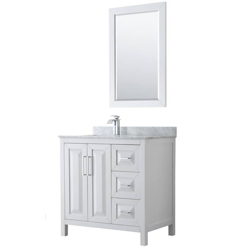 Wyndham Collection Daria 36" Free Standing Single Vanity Set with MDF - White / White Carrara Marble Top / Polished Chrome - Painted