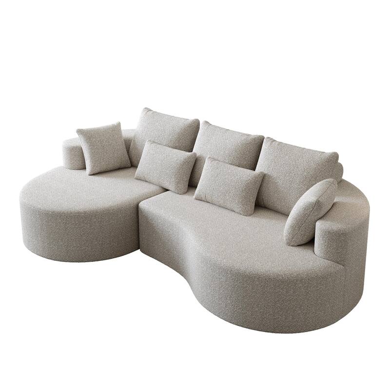 Modern Free Combination Chenille Extra Deep & Wide 4-Seater Sectional Sofa with 7 Pillows