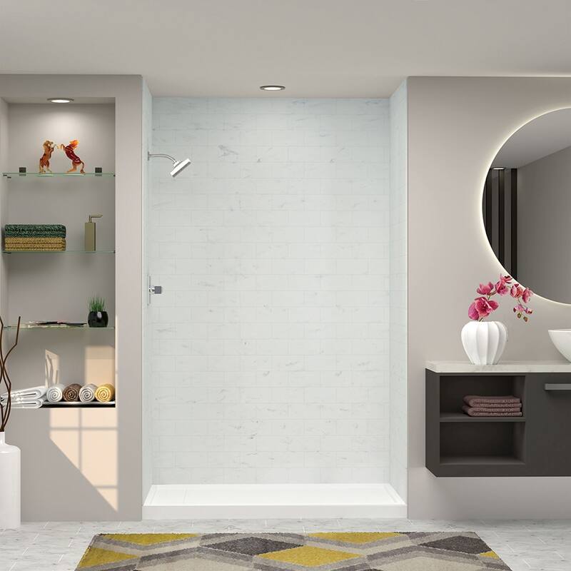 Transolid SaraMar 36-In X 60-In X 96-In Glue to Wall Shower Walls - 60" x 36" x 96" - 60" x 36" x 96"
