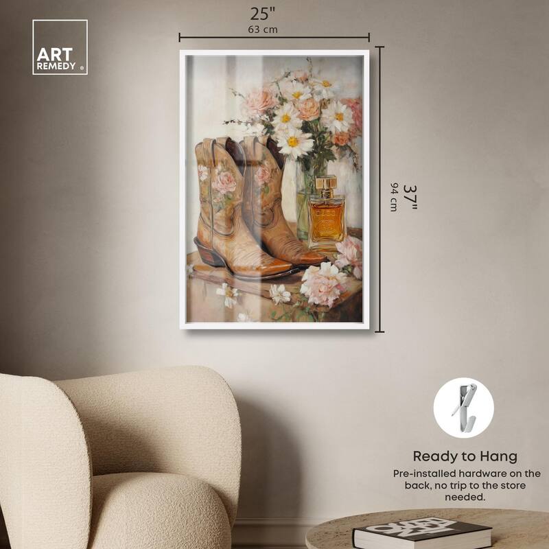 Delicate Floral Boots II Shadowbox by Art Remedy