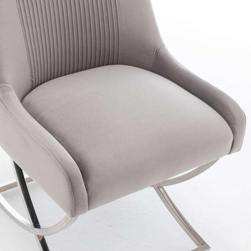 Modern Contempoary Velvet Dining Chair Set of 2 with Metal Frame Legs and Back Pull