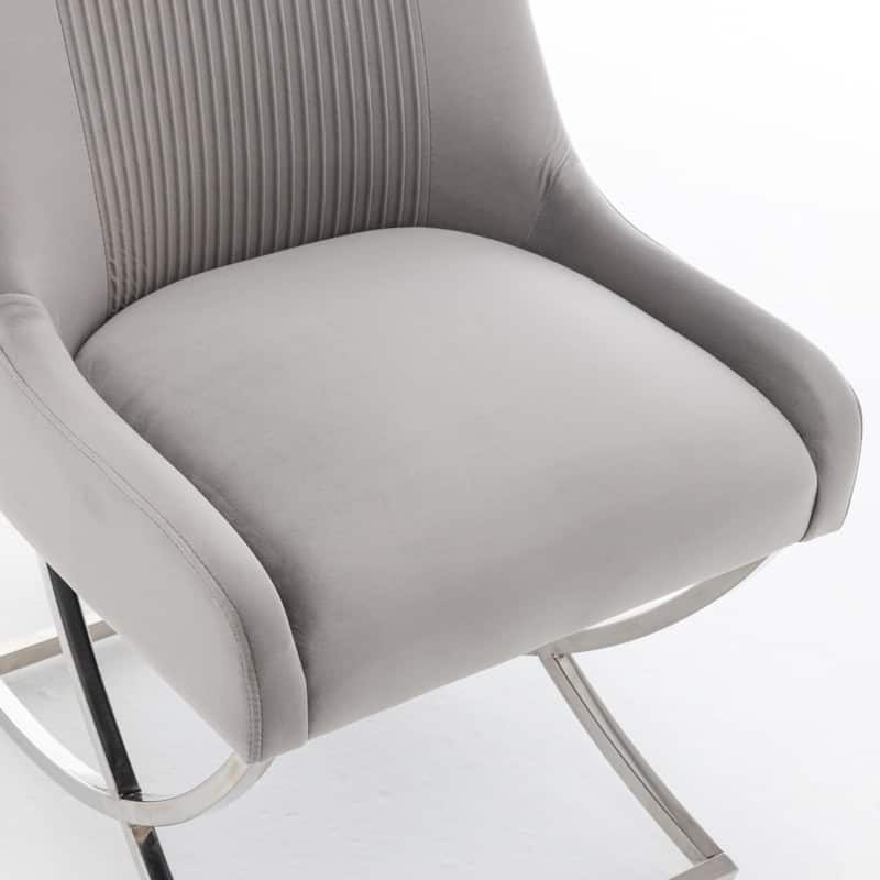 SEYNAR Contempoary Velvet Dining Chair Set of 6 with Metal Frame Legs and Back Pull