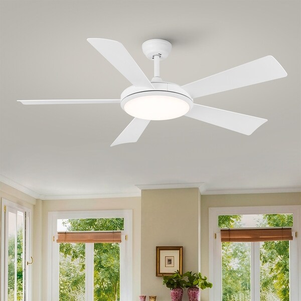 White Integrated LED Lighting Ceiling Fan with ABS Blade 52 Inch