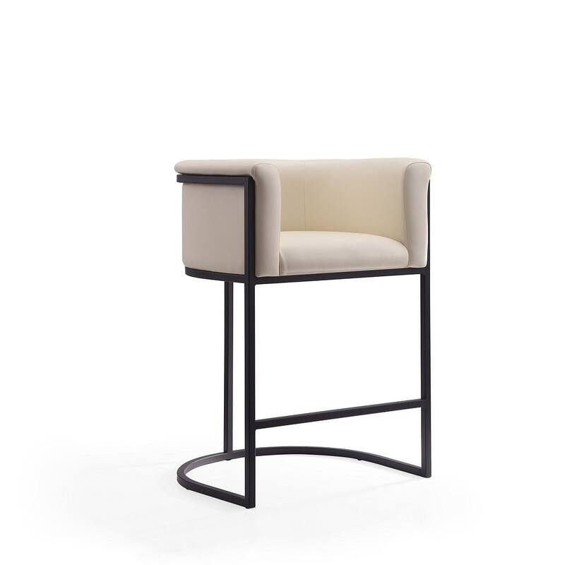 Manhattan Comfort Cosmopolitan 33.8 in. Black Metal Counter Height Bar Stool (Set of 2)