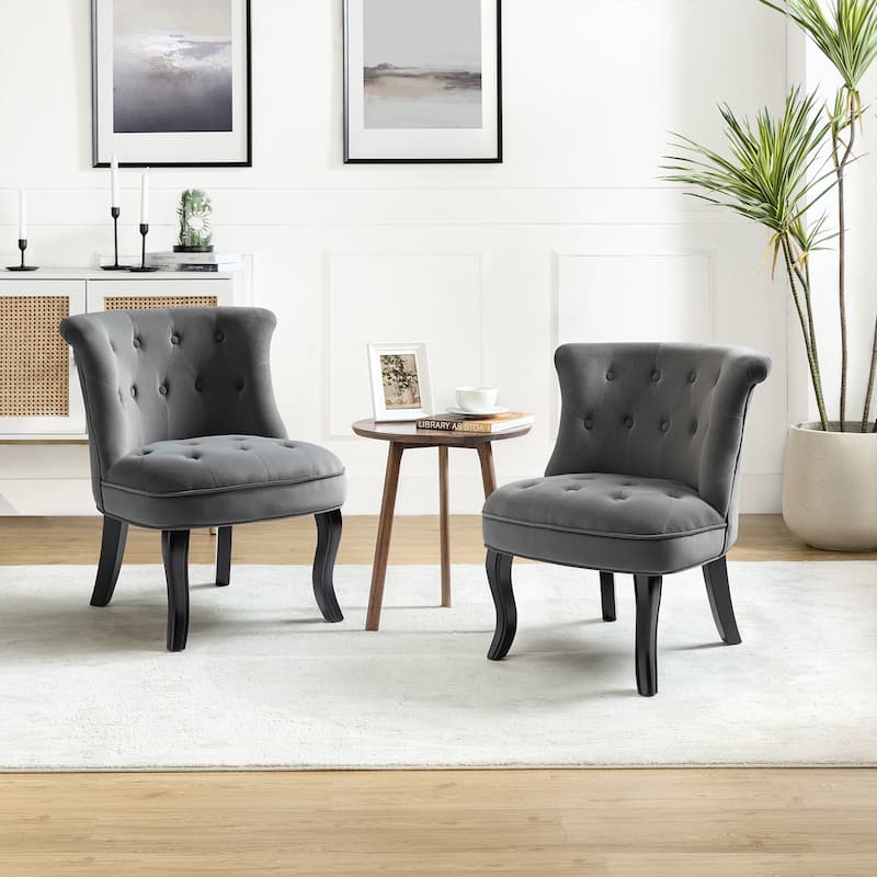 Christi Vibrant Tufted Velvet Upholstered Accent Chairs Set of 2 by HULALA HOME - Grey