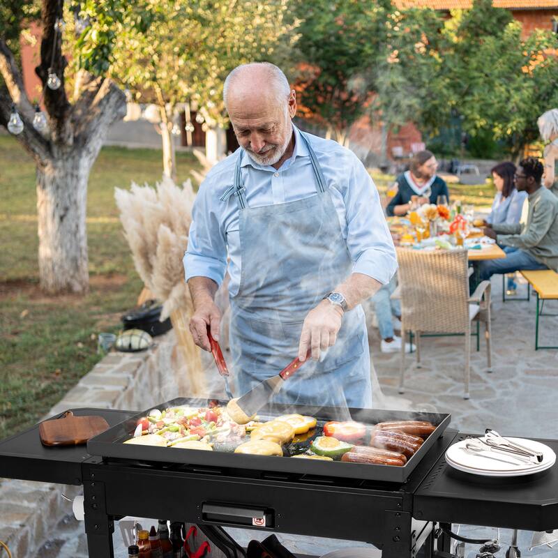 Royal Gourmet 34-Inch 4-Burner Gas Griddle with Side Shelves