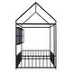 preview thumbnail 7 of 25, Twin Size Metal Bed House Bed Frame with Fence and Shelves, Black