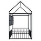 preview thumbnail 15 of 23, Twin Size Metal Bed House Bed Frame with Fence and Shelves