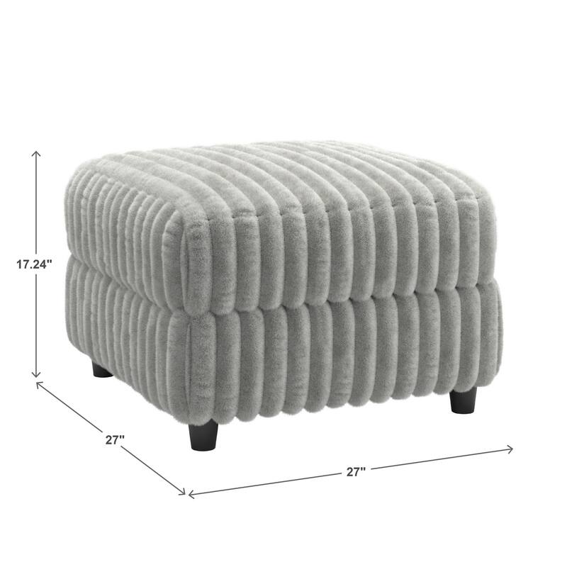 Veyron Furry Channel Fabric Down-filled 4-Seat Modular Sectional Sofa with Two Ottomans by iNSPIRE Q Modern