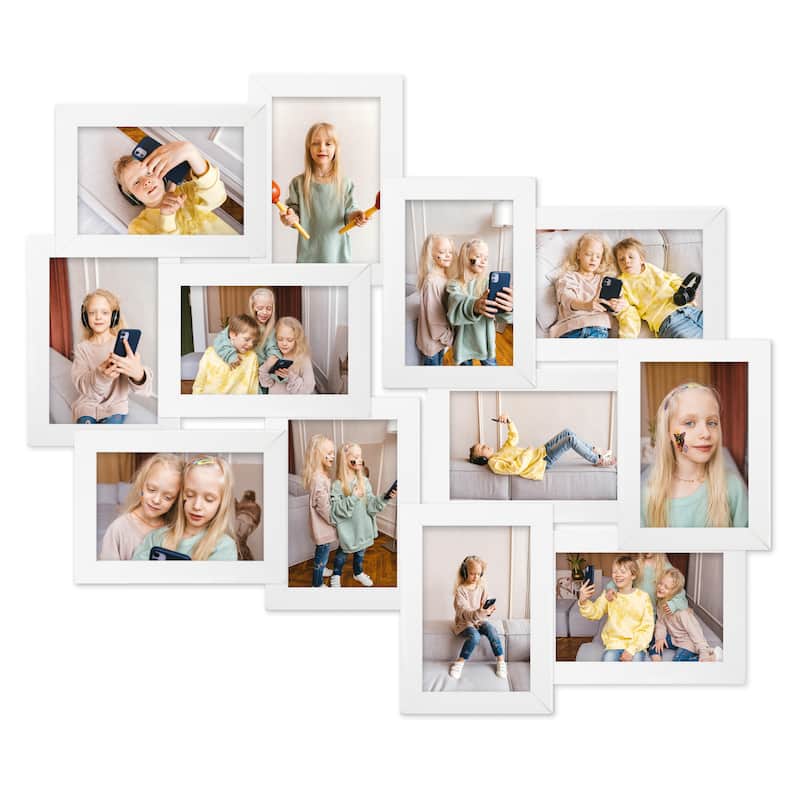 HELLO LAURA 12 Opening Decorative Wall Hanging Collage Picture Photo Frame - White