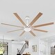 preview thumbnail 2 of 38, 65" Integrated LED White Dimmable Ceiling Fan with Light and Remote - 65" D x 65" W x 13.4" H