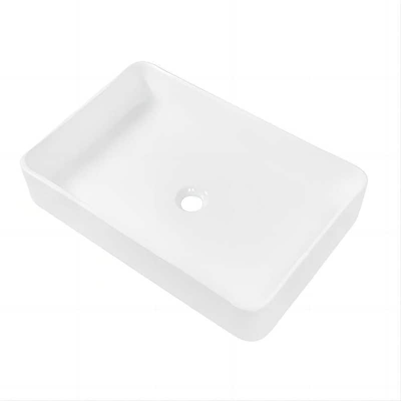 Dornberg 24"x16" White Ceramic Rectangular Vessel Bathroom Sink
