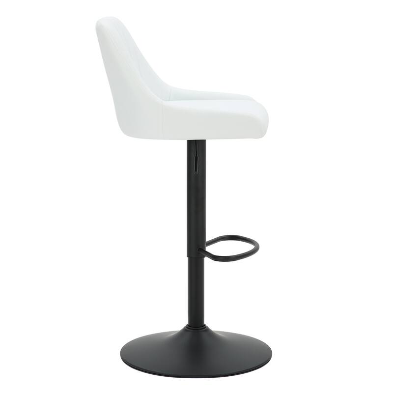 Modern Faux Leather and Metal Adjustable Air-Lift Stool with Swivel, Set of 4 - White and Black