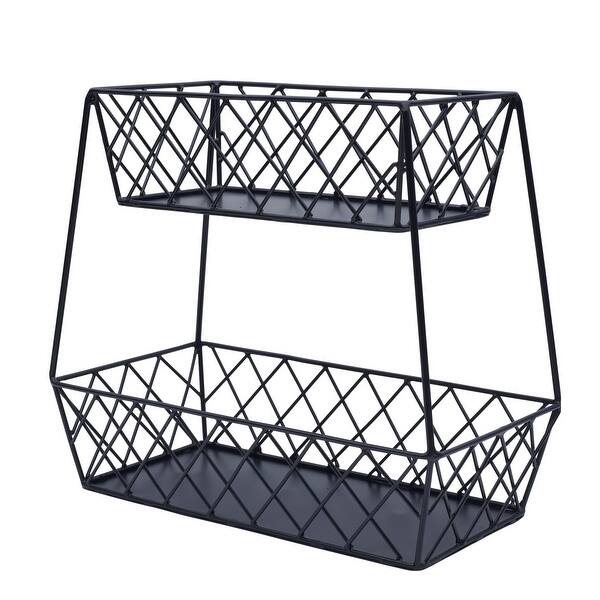 slide 2 of 7, Mikasa Gourmet Basics Lattice Farm 2-Tier Basket