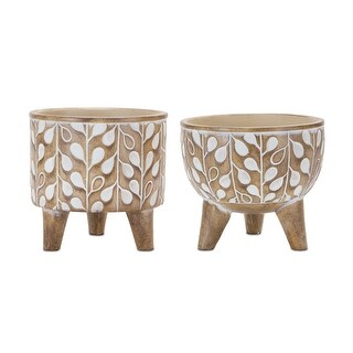 Leaf Print Planter with Legs (Set of 2)