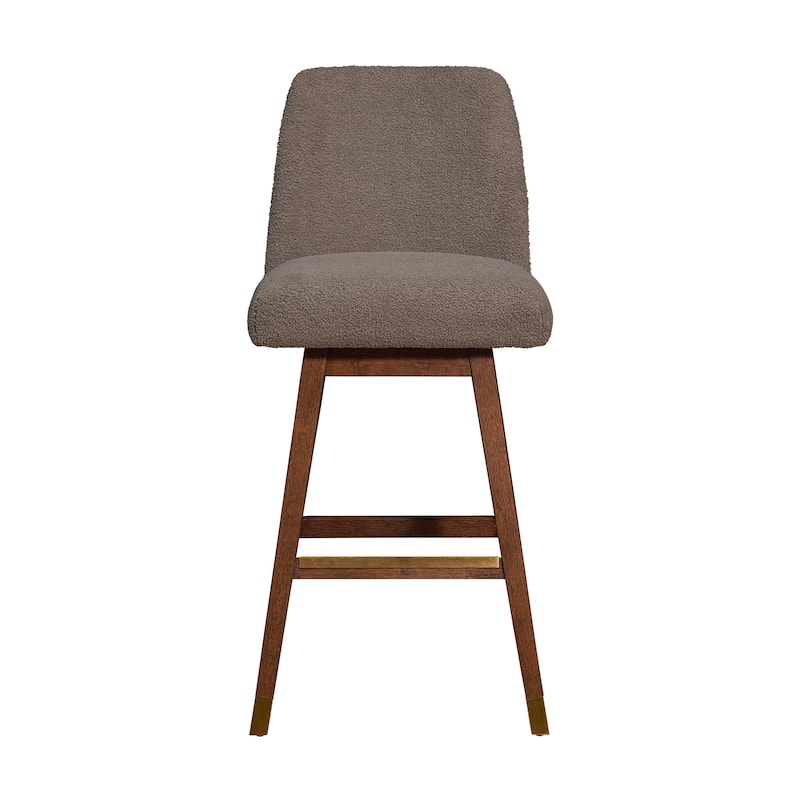 Amalie Upholstered Bar Stool, Swivel Counter Height Stool with Solid Wood Frame
