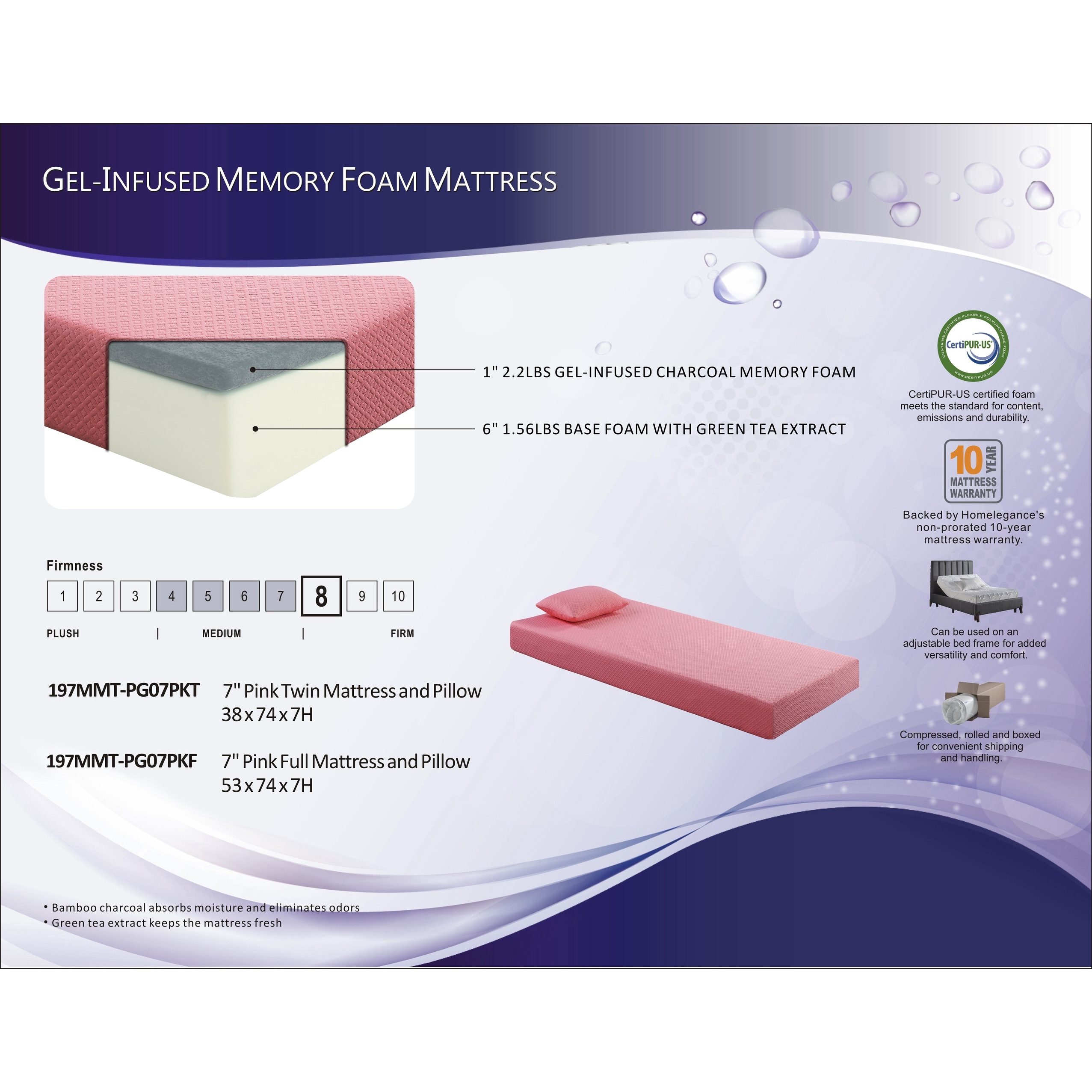 Fremont & Park Lay 7-Inch Gel-Infused Memory Foam Mattress
