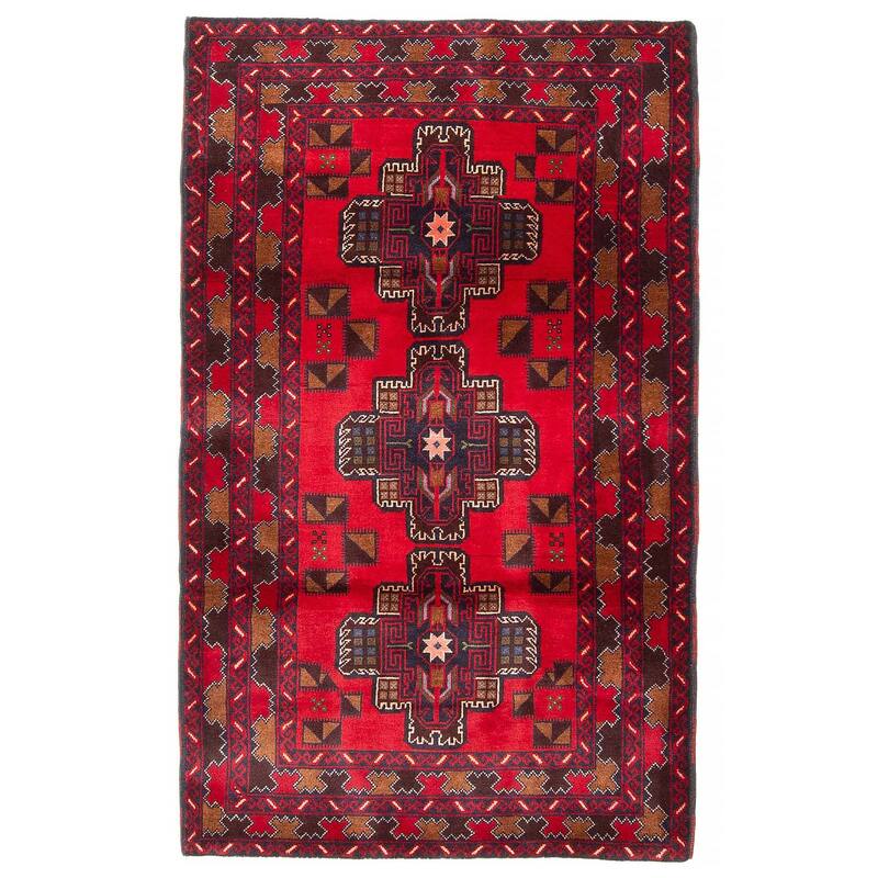 Teimani Red Rug 3'0" x 4'11" - 3'0 x 4'11 - Red - 3'0 x 4'11