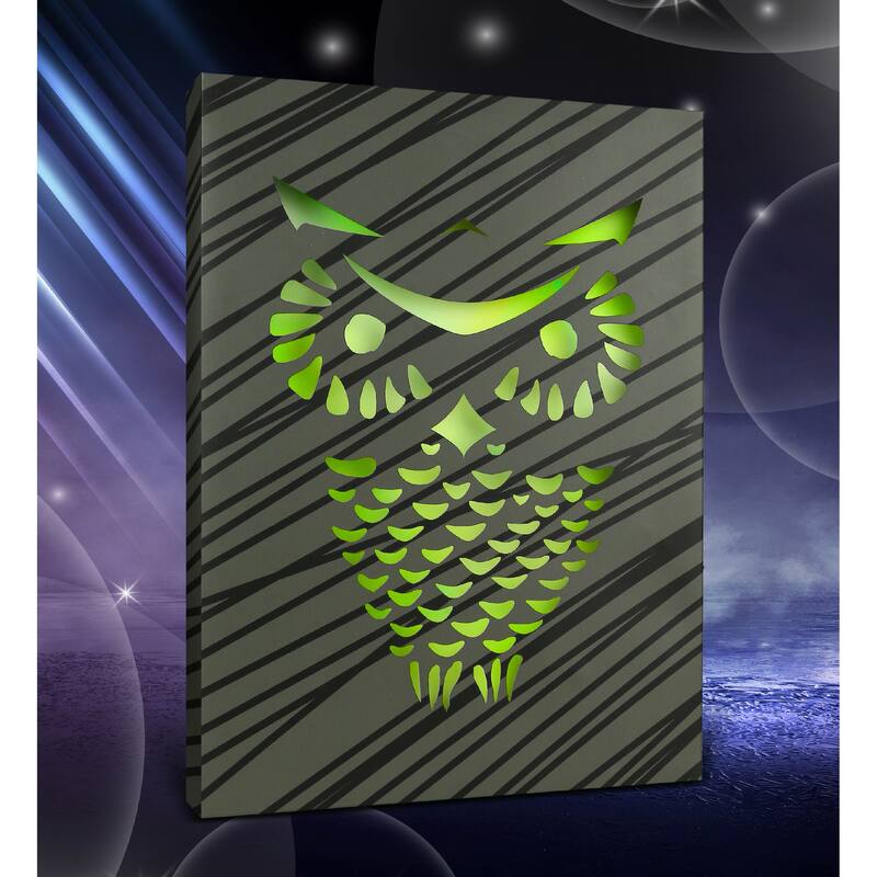 CoTa Global Owl Light Up LED Wall Art - Changing Color LED Light Up - 15.75Lx11.9Wx1H inches