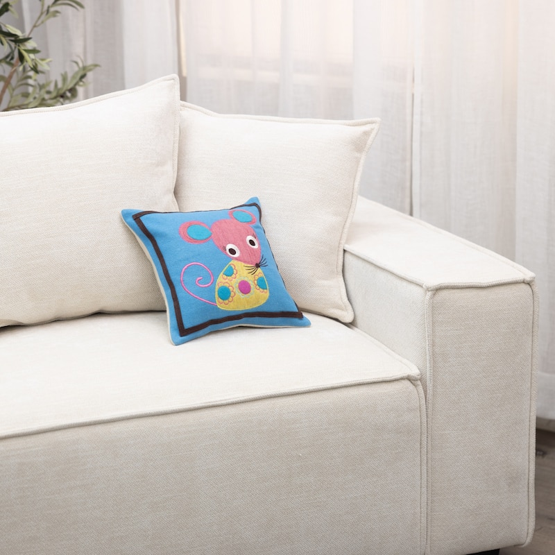 Cottage Home Cute Petite Mouse Wool 12 Inch Throw Pillow