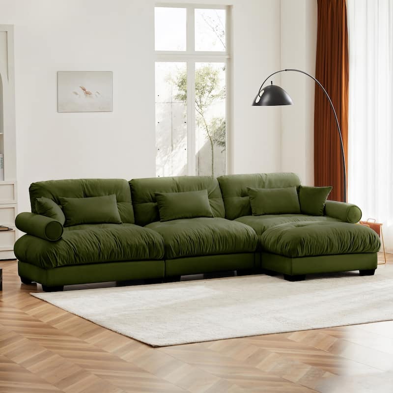 Comfort Convertible Modular Velvet Sectional Sofa Cloud Couch for Living Room