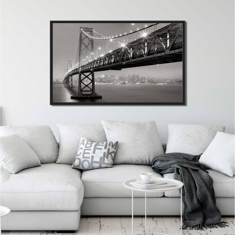 "Bay Bridge at Night" Print on Floating Canvas