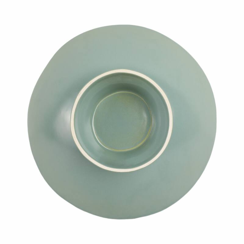 Decorative Round Pedestal Accent Bowl - 15", Green - 15.0"